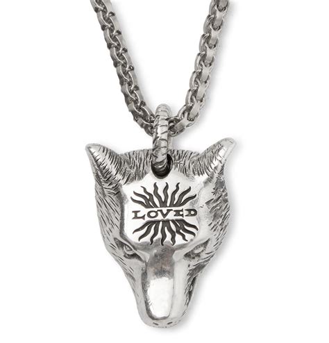 Sterling Silver Gucci Garden Anger Forest Wolf Head .